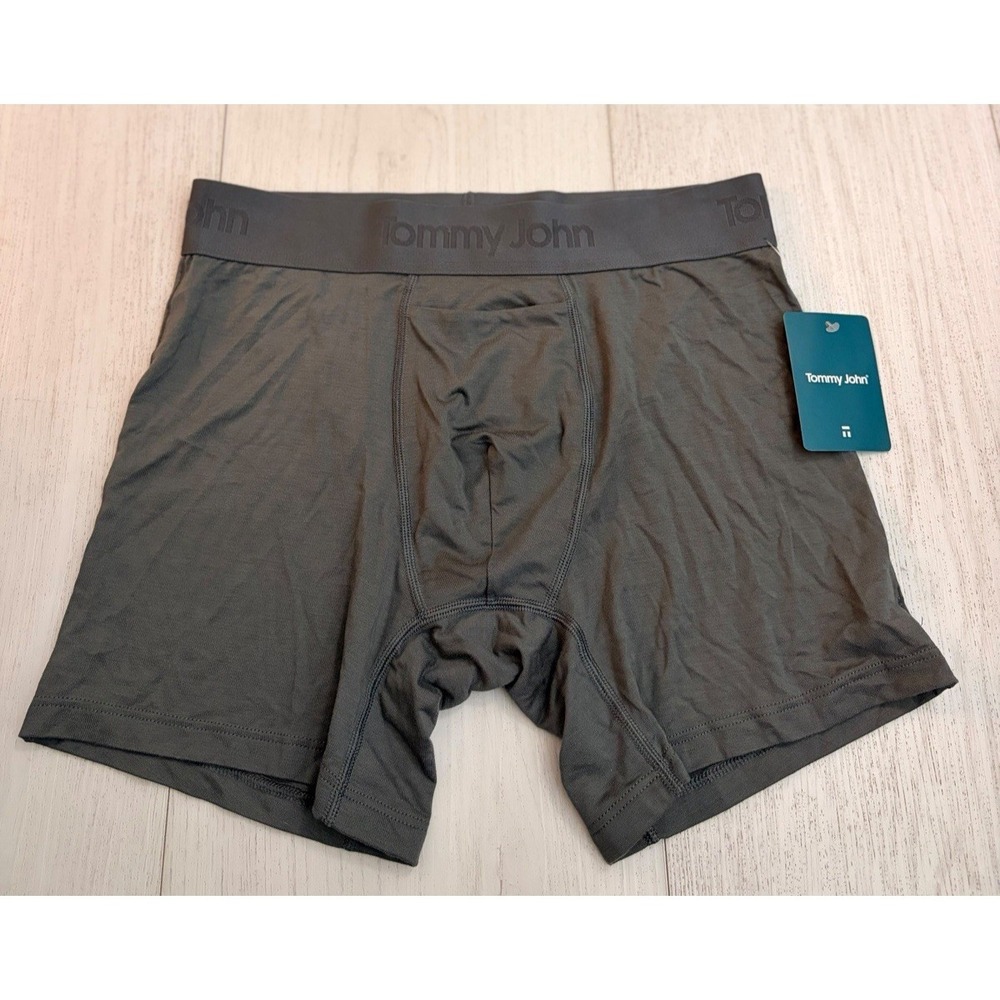 NWT Tommy John Men's Second Skin Boxer Brief Sz S Turbulence Gray